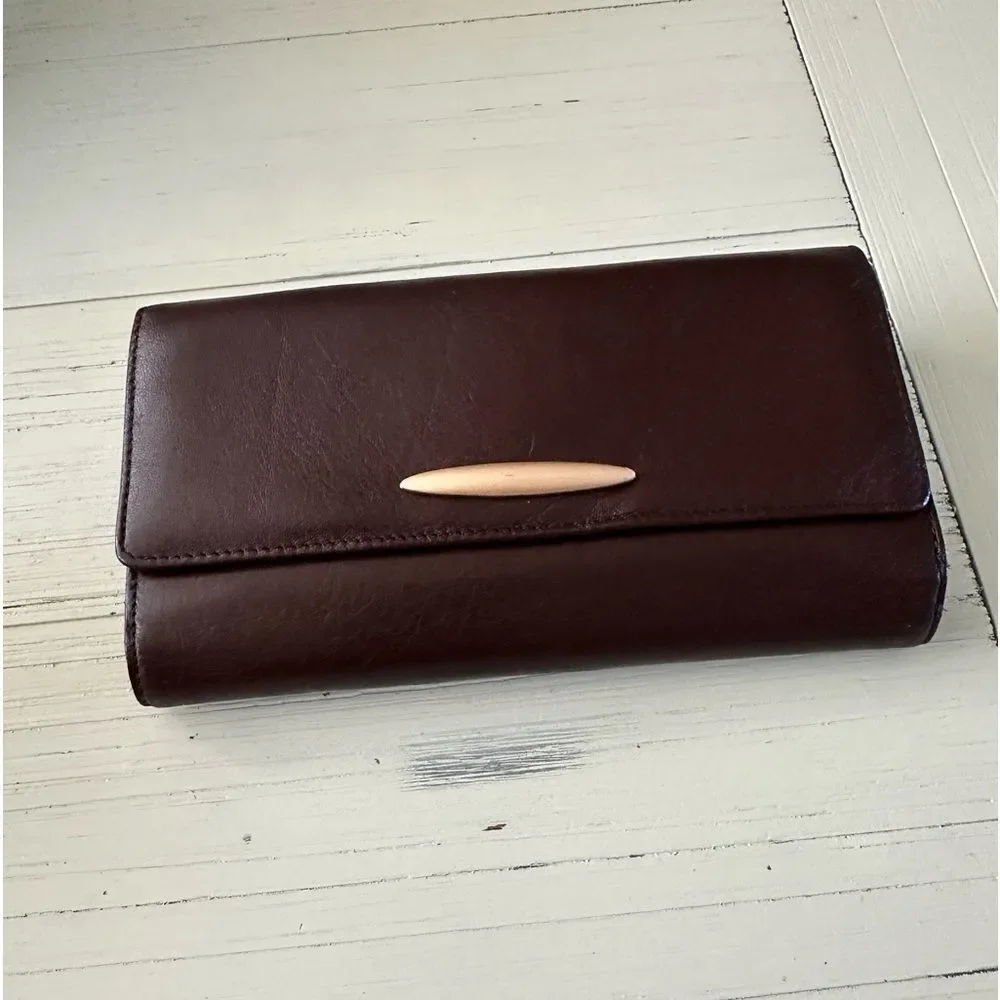NWOT Charter Club Leather Tri-Fold Wallet Vintage Oxblood Color Vintage 7.5”x4”